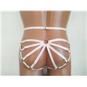 Bodysuit Harness with Choker, Open Crotch Panties and Rings white