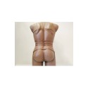 Bodysuit Harness with Open Crotch Panties and Rings bronze