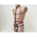 Bodysuit Harness with Choker, Open Crotch Panties and Rings black