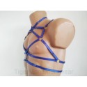 Chest Harness Open Cup Bra with Rings blue