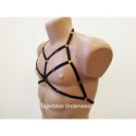 Chest Harness Open Cup Bra with Rings black