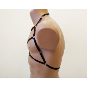 Chest Harness Open Cup Bra with Rings black