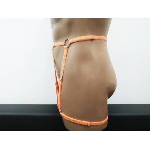 Leg Garter Belt Harness with 5 Big Rings orange