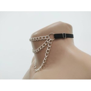 Choker Harness 1 line with Chains (a Lot Of Colours) black