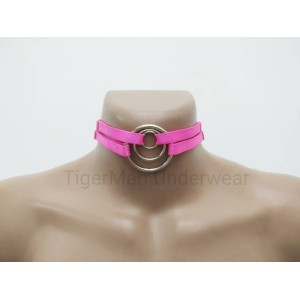 Choker Harness 2 lines with 3 Big Rings (a Lot Of Colours) pink