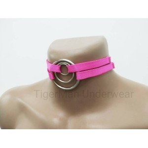 Choker Harness 2 lines with 3 Big Rings (a Lot Of Colours) pink