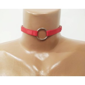 Choker Harness 1 line with 3 Big Rings (a Lot Of Colours) red