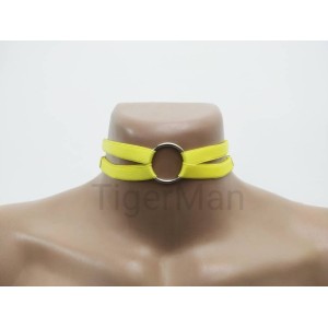 Choker Harness 2 lines With Big Ring (a Lot Of Colours) yellow