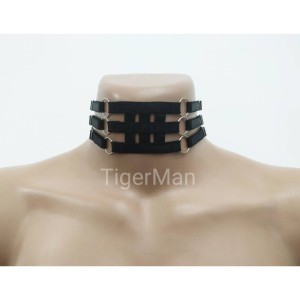 Choker Harness 3 lines with 6 Rings (a Lot Of Colours) black
