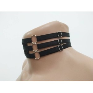 Choker Harness 3 lines with 6 Rings (a Lot Of Colours) black