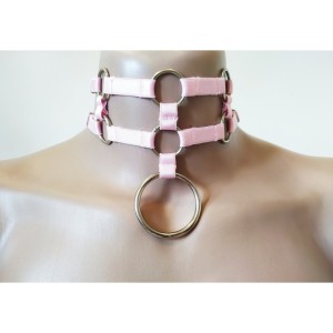 Choker Harness 2 lines With 7 Big Rings (a Lot Of Colours) peach