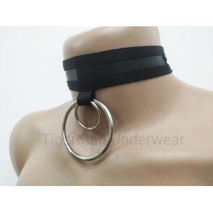 Choker Eco Leather 1 line with 2 Big Rings (a Lot Of Colours) black