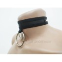 Choker Eco Leather 1 line with 2 Big Rings (a Lot Of Colours) black