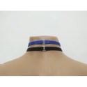 Choker Harness 2 lines With Big Ring (a Lot Of Colours) black with blue