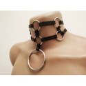 Choker Harness 2 lines with 7 Big Rings (a Lot Of Colours) black