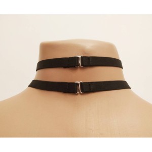 Choker Harness 2 lines with 7 Big Rings (a Lot Of Colours) black