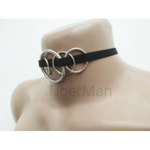 Choker Harness 1 line with 5 Big Rings (a Lot Of Colours) black