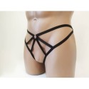 Harness Lingerie set with Open Cup Bra, Open Crotch Panties and Leg Garter Belt black