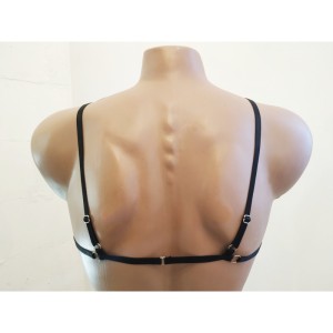 Chest Harness Open Cup Bra with Chains and Rings black