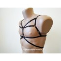 Chest Harness Open Cup Bra with Rings black