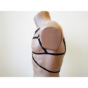 Chest Harness Open Cup Bra with Rings black