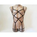 Bodysuit Harness with Leg Garter Belt black