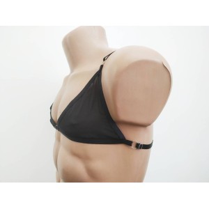 Harness Chiffon Open Cup Bra with Rings black