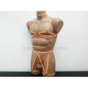 Harness Lingerie set with Choker, Open Cup Bra and Leg Garter Belt orange