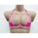 Harness Lace Open Nipples Bra with Rings pink