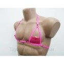 Harness Lace Open Nipples Bra with Rings pink