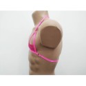 Harness Lace Open Nipples Bra with Rings pink