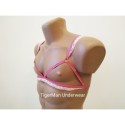 Chest Harness Lace Open Cup Bra with Rings pink with white