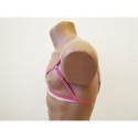 Chest Harness Lace Open Cup Bra with Rings pink with white