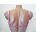 Chest Harness Lace Open Cup Bra with Rings pink with white