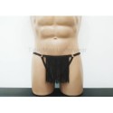 Harness Eco Leather Crotchless Panties with Rings black