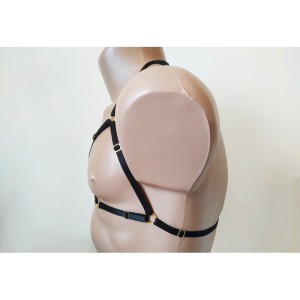 Chest Harness Open Cup Bra with Rings black