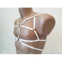 Chest Harness Open Cup Bra with Rings white