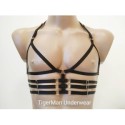 Chest Harness Open Cup Bra with Rings black
