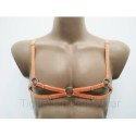 Chest Harness Open Nipples Bra with Rings orange