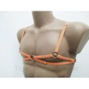 Chest Harness Open Nipples Bra with Rings orange