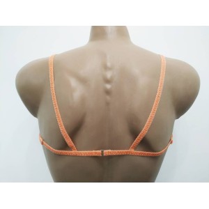 Chest Harness Open Nipples Bra with Rings orange