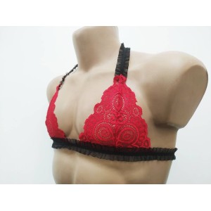 Harness Lace Bra with Chiffon red with black