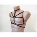 Chest Harness Open Cup Bra with Choker and Rings black