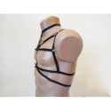 Chest Harness Open Cup Bra with Choker and Rings black