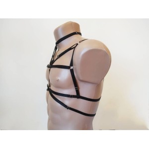 Chest Harness Open Cup Bra with Choker and Rings black