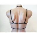 Chest Harness Open Cup Bra with Choker and Rings black