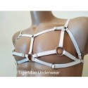 Chest Harness Open Nipples Bra with Rings peach