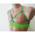 Chest Harness Lace Open Cup Bra green