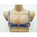 Chest Harness Open Nipples Bra blue