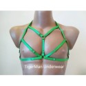 Chest Harness Open Cup Bra with Rings green